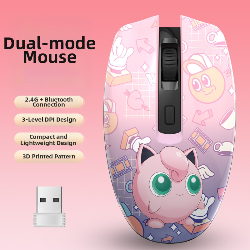 Optická bezdrôtová myš s dvomi režimami 2.4G a Bluetooth, 1000dpi, 4 tlačidlá, ergonómia, kompatibilná s desktopom, logo prispôsobenie