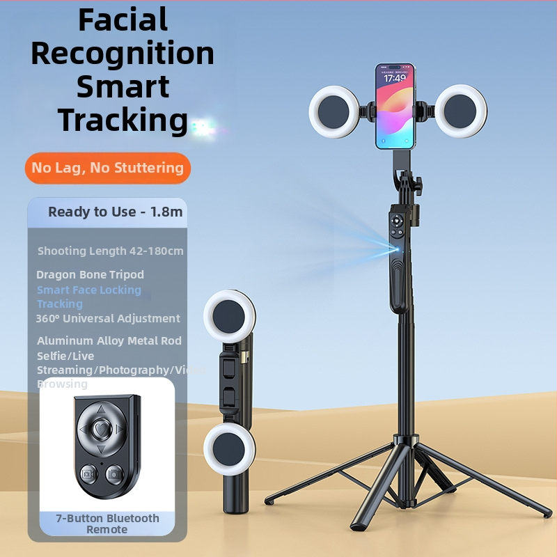 Kensouya Inteligentný gimbal s Rozpoznávaním Tváre a 360° Sledovaním na Statíve — Hliníková zliatina telo, 360° horizontálne a vertikálne otáčanie, automatické sledovanie pri zapnutí, hmotnosť ~480 g