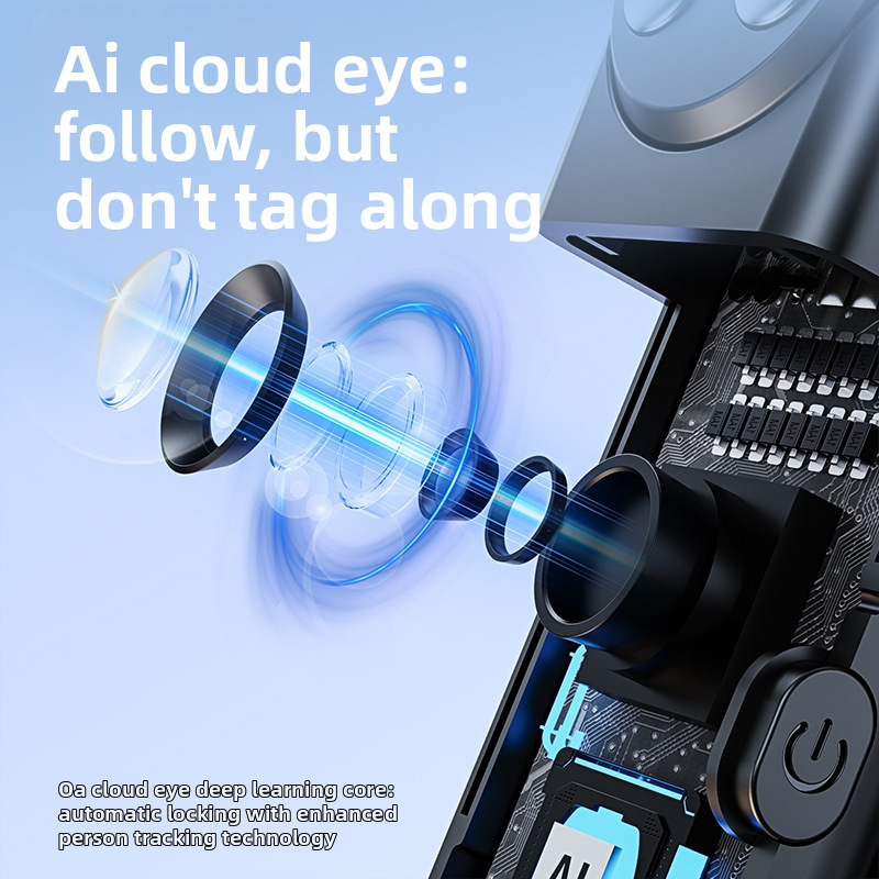 Kensouya Inteligentný gimbal s Rozpoznávaním Tváre a 360° Sledovaním na Statíve — Hliníková zliatina telo, 360° horizontálne a vertikálne otáčanie, automatické sledovanie pri zapnutí, hmotnosť ~480 g