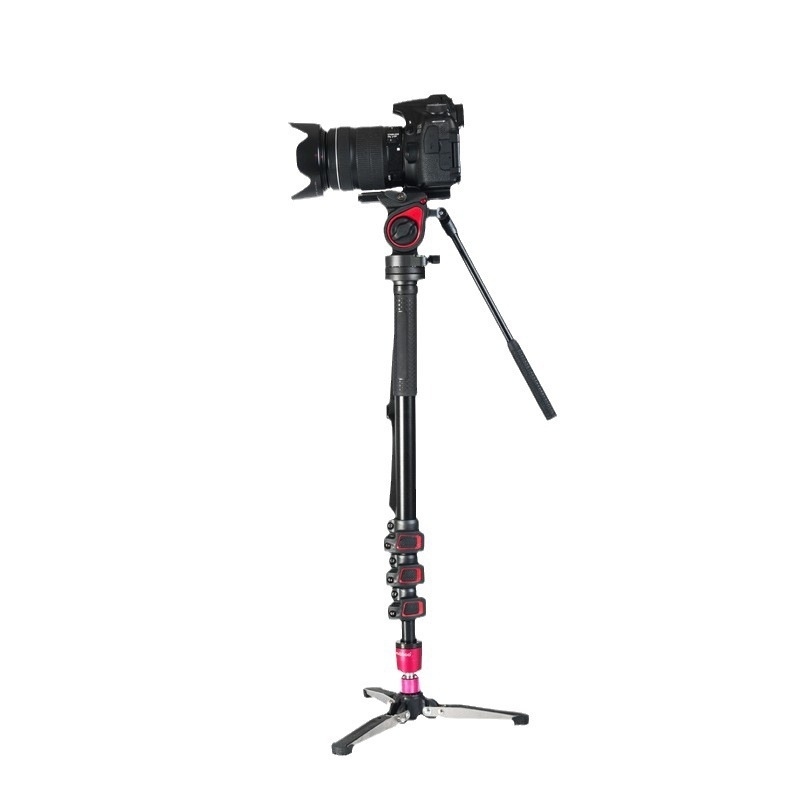 Monopod Mibo MQA pentru DSLR cu cap hidraulic, 4 secțiuni din aliaj de aluminiu, încărcare 2–5 kg, Placă de eliberare rapidă inclusă