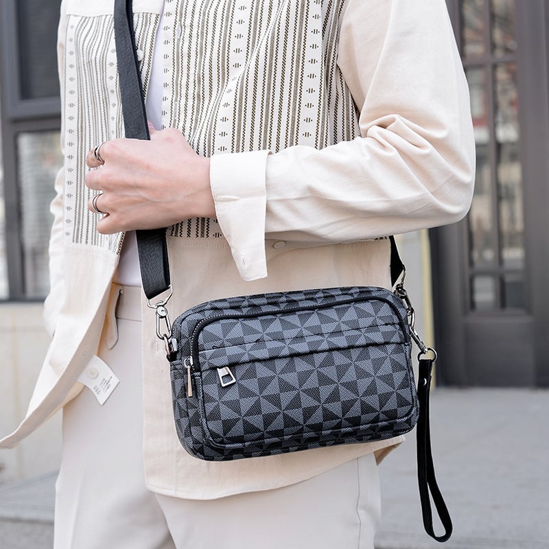 Muška PU crossbody torba s geometrijskim uzorkom, poliesterska podstava, proljeće 2024