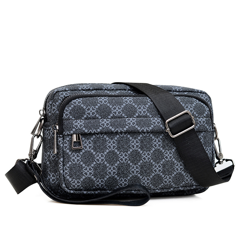 Muška PU crossbody torba s geometrijskim uzorkom, poliesterska podstava, proljeće 2024