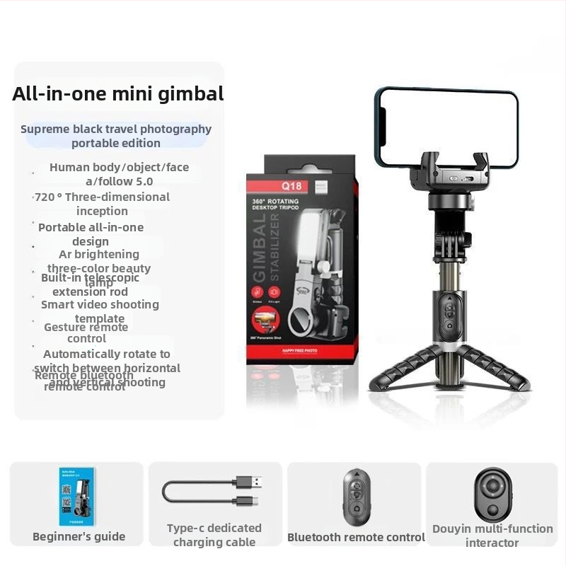 Ručný stabilizátor gimbalu s 360° sledovaním tváre, proti otrasom, prenosný statív pre fotografovanie vonku