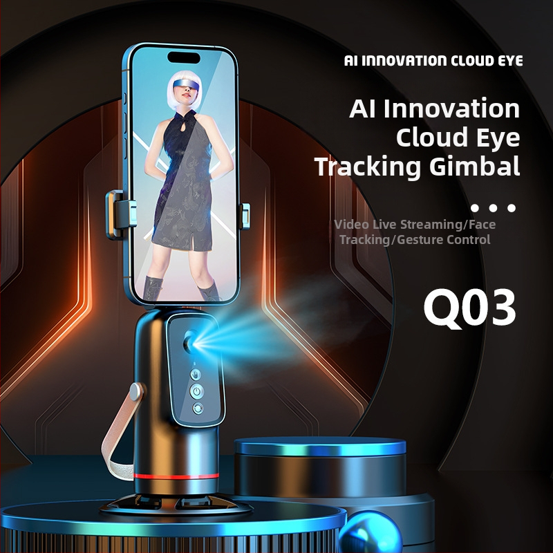 Gimbal pre telefón s AI rozpoznávaním tváre a sledovaním – 360° pan-tilt, kompatibilný so smartfónom, bez aplikácie