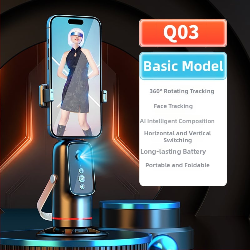 Gimbal pre telefón s AI rozpoznávaním tváre a sledovaním – 360° pan-tilt, kompatibilný so smartfónom, bez aplikácie