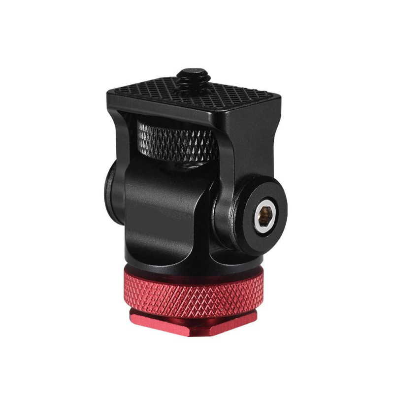 Držiak DSLR pre horúcu obuv – hliníková zliatina, 360° horizontálne otáčanie, 180° vertikálne otáčanie, hmotnosť 100 g