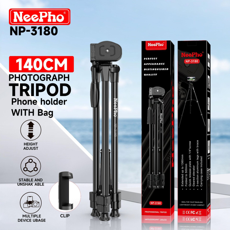 Tripod pre DSLR a smartfón, podlahový stojan, guľová hlava, 2 diely, hliník+ABS, rýchloupínacia doska (NP-3180/NP-3180S)