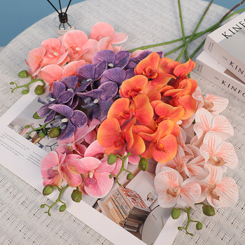 Phalaenopsis hodvábna orchída, jednoradová umelecká kvetina; materiál: hodvábna tkanina; odroda: Phalaenopsis; zručnosť: maľované, textúrované, reliéfne, vstrekované tvarovanie