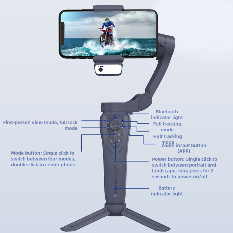 3‑osý gimbal pre smartphone, skladací, bezdrôtový, ručný stabilizátor s rozpoznávaním tváre