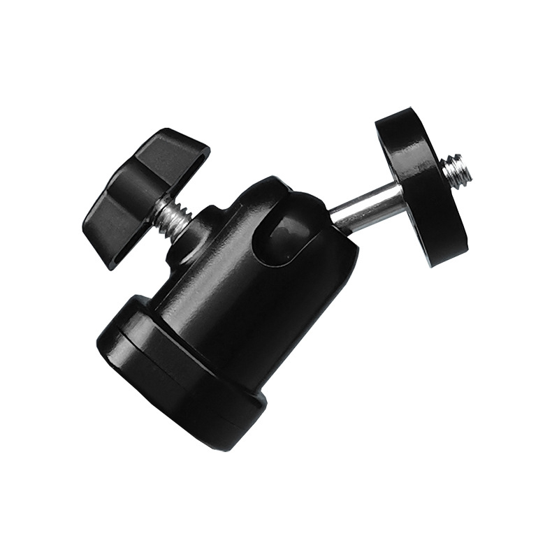 Mini gimbal 360° din plastic pentru cameră cu fill light, cap sferic, hot shoe, 1/4-inch șurub