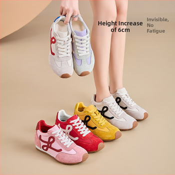 Sieviešu augstuma palielināšanas treniņzābaki ar retro dizainu, slīpa zole, fleece iekšējais oderējums, elpojoša tīkla iekšējā daļa, izturīga gumijas zole, šņorēšana