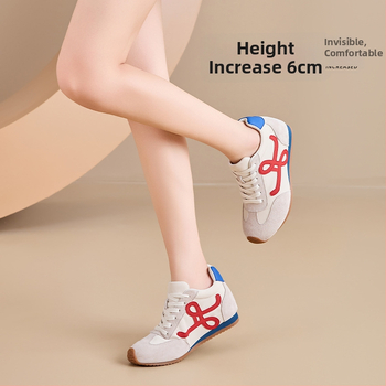 Sieviešu augstuma palielināšanas treniņzābaki ar retro dizainu, slīpa zole, fleece iekšējais oderējums, elpojoša tīkla iekšējā daļa, izturīga gumijas zole, šņorēšana