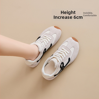 Sieviešu augstuma palielināšanas treniņzābaki ar retro dizainu, slīpa zole, fleece iekšējais oderējums, elpojoša tīkla iekšējā daļa, izturīga gumijas zole, šņorēšana