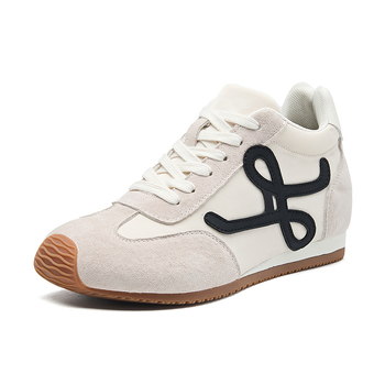 Sieviešu augstuma palielināšanas treniņzābaki ar retro dizainu, slīpa zole, fleece iekšējais oderējums, elpojoša tīkla iekšējā daļa, izturīga gumijas zole, šņorēšana