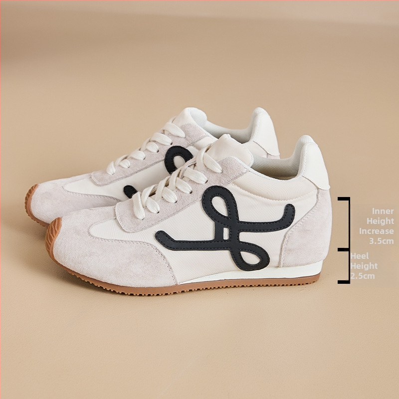 Sieviešu augstuma palielināšanas treniņzābaki ar retro dizainu, slīpa zole, fleece iekšējais oderējums, elpojoša tīkla iekšējā daļa, izturīga gumijas zole, šņorēšana