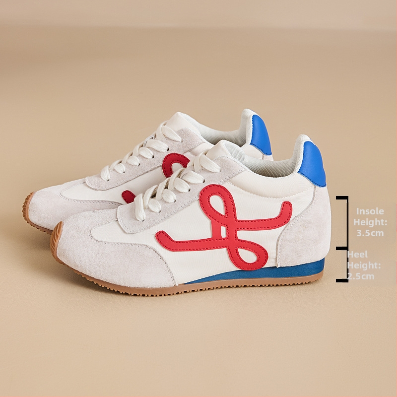 Sieviešu augstuma palielināšanas treniņzābaki ar retro dizainu, slīpa zole, fleece iekšējais oderējums, elpojoša tīkla iekšējā daļa, izturīga gumijas zole, šņorēšana