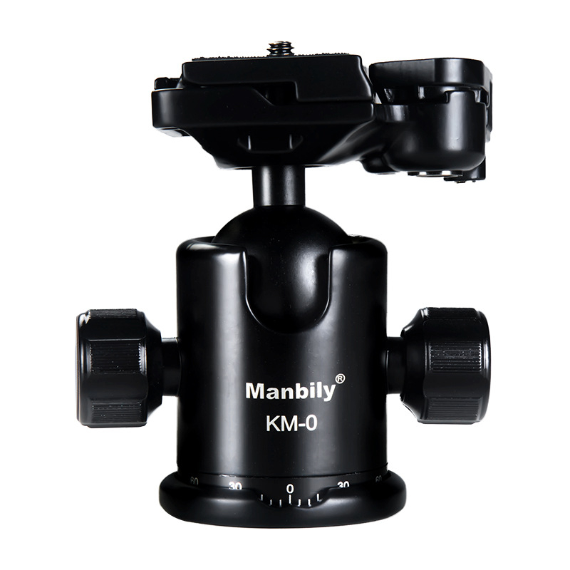 Manbily KM-0 Cameră DSLR Gimbal Trepied cu Cap Balon, Panoramă 360° Orizontal, 90° Vertical, Aliaj din Aluminiu, Șurub 1/4'', 0,4 kg