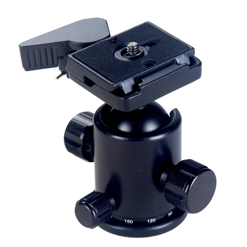 Manbily KM-0 Cameră DSLR Gimbal Trepied cu Cap Balon, Panoramă 360° Orizontal, 90° Vertical, Aliaj din Aluminiu, Șurub 1/4'', 0,4 kg