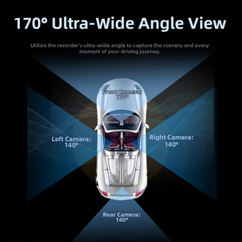 4 kanalų galinio vaizdo veidrodžio vaizdo registratorius, 170° platus kampas, 1080p, WIFI, kilpinis įrašymas su parkavimu ir judesio aptikimu