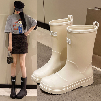 Ženske kišne čizme, PVC gornji dio, srednja visina čizme, niski pet 1–3 cm, sve sezone, podrijetlo Guangdong Jieyang