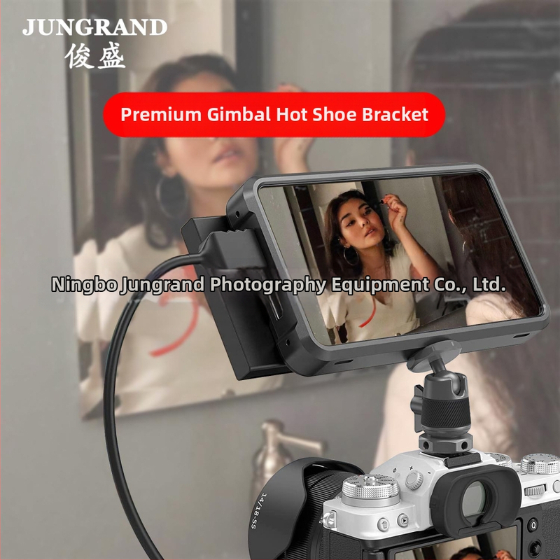 Gimbal stojan pre kameru a monitor s CNC hot shoe a cold shoe, hliníková zliatina, 360° horizontálne otáčanie, 90° vertikálne naklonenie, závitové uchytenie