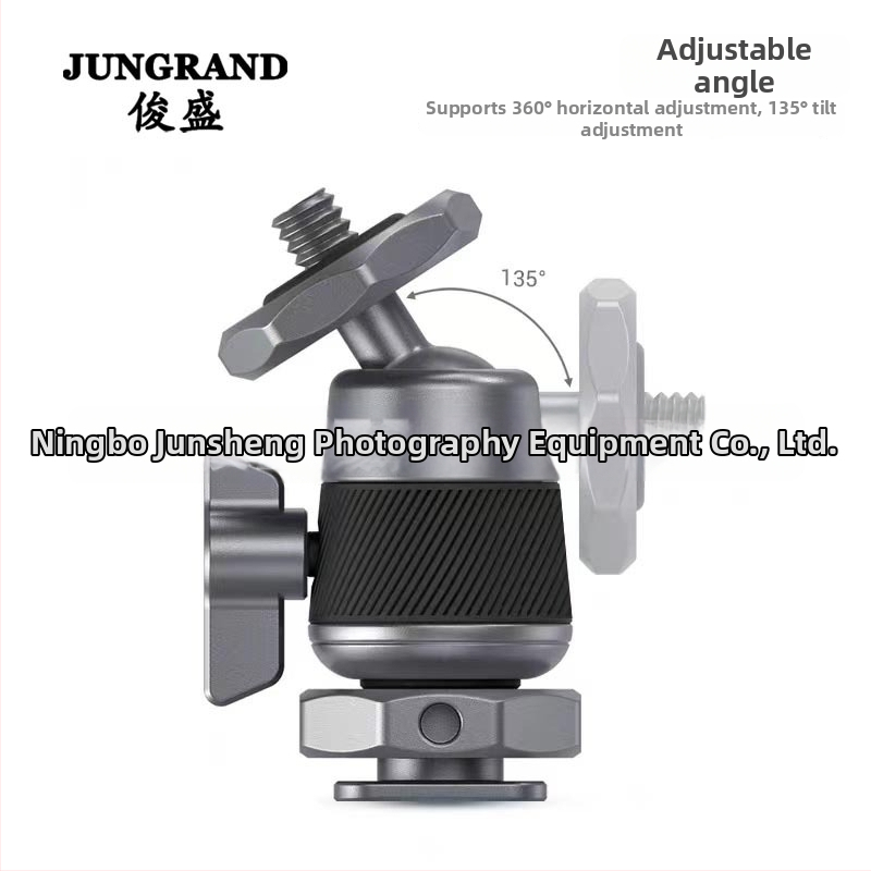 Gimbal stojan pre kameru a monitor s CNC hot shoe a cold shoe, hliníková zliatina, 360° horizontálne otáčanie, 90° vertikálne naklonenie, závitové uchytenie