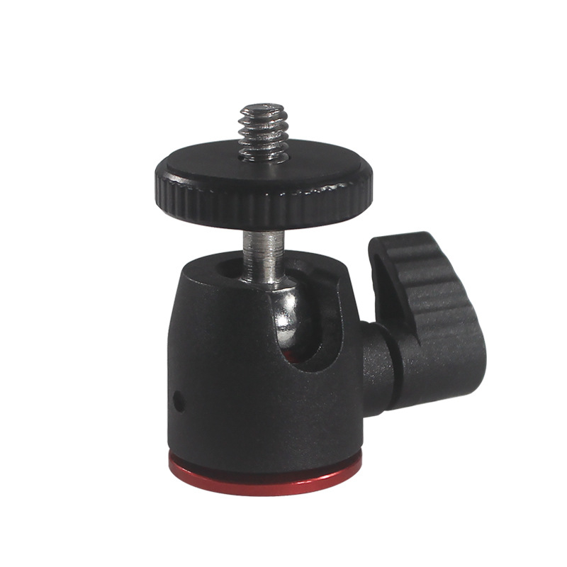 Cap de gimbal mini pentru trepied, rotație orizontală 360°, verticală 90°, șurub standard 1/4, construcție nylon-metal, 32 g, pentru telefoane și camere