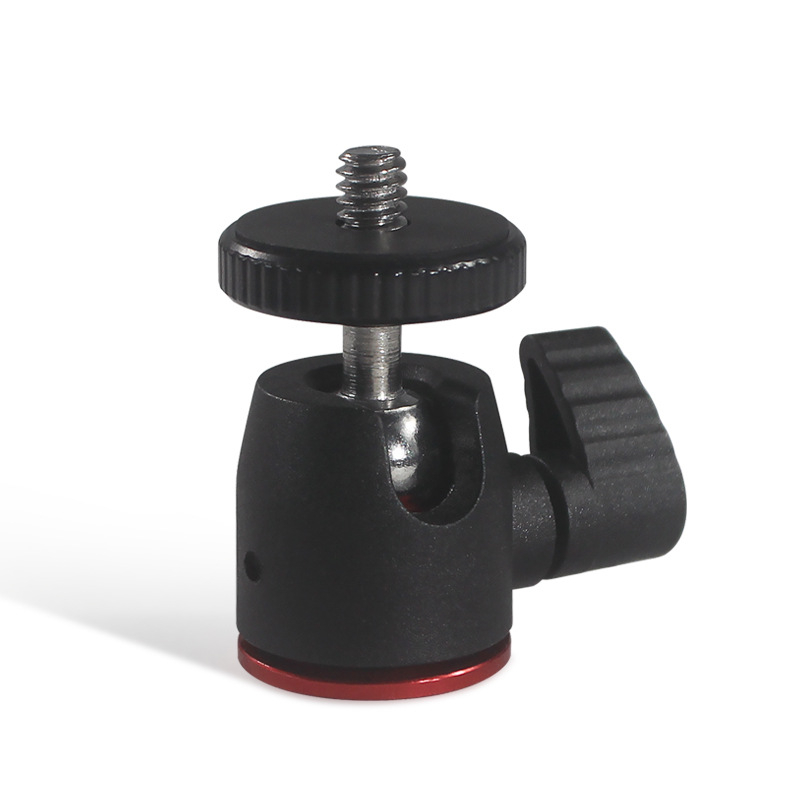Cap de gimbal mini pentru trepied, rotație orizontală 360°, verticală 90°, șurub standard 1/4, construcție nylon-metal, 32 g, pentru telefoane și camere