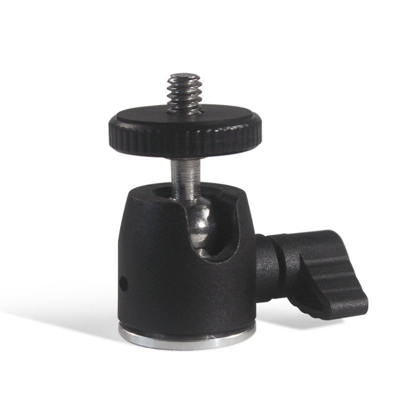 Cap de gimbal mini pentru trepied, rotație orizontală 360°, verticală 90°, șurub standard 1/4, construcție nylon-metal, 32 g, pentru telefoane și camere