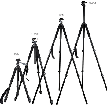 Trepied pentru cameră din aliaj de aluminiu, 4 secțiuni, cap PTZ 3D, sarcină 16–20 kg, placă cu eliberare rapidă, greutate 2,8 kg