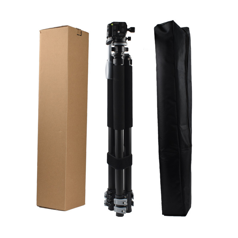 Trepied pentru cameră din aliaj de aluminiu, 4 secțiuni, cap PTZ 3D, sarcină 16–20 kg, placă cu eliberare rapidă, greutate 2,8 kg