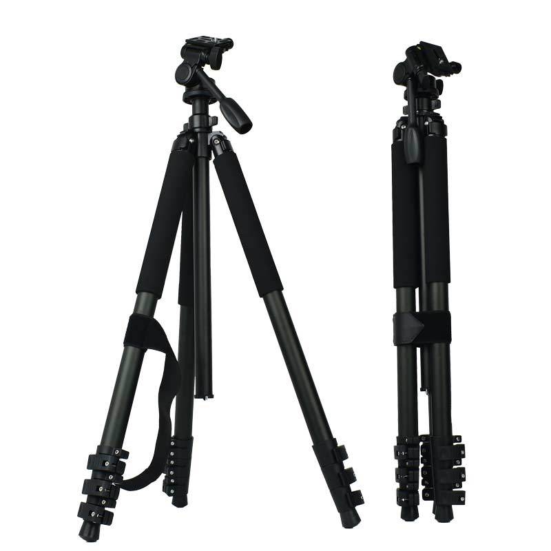 Trepied pentru cameră din aliaj de aluminiu, 4 secțiuni, cap PTZ 3D, sarcină 16–20 kg, placă cu eliberare rapidă, greutate 2,8 kg