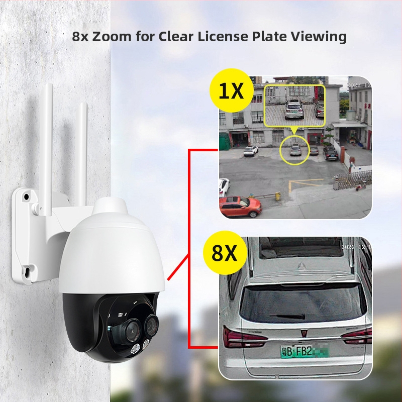 Vonkajšia bezdrôtová WiFi kamera na monitorovanie - 360° nočné videnie, dvojité objektívy (senzor 1/3-palcový, 0,01 lx, detekcia ľudí a pohybu, 12V)