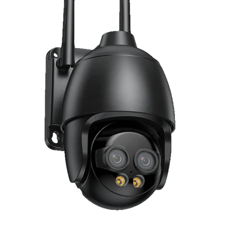 Vonkajšia bezdrôtová WiFi kamera na monitorovanie - 360° nočné videnie, dvojité objektívy (senzor 1/3-palcový, 0,01 lx, detekcia ľudí a pohybu, 12V)
