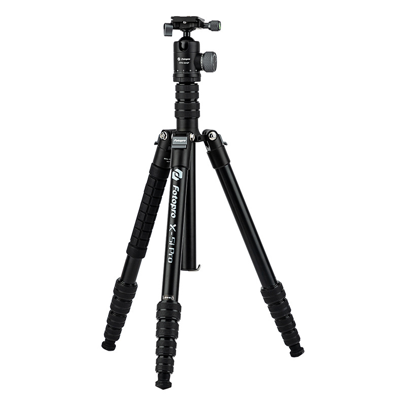Fotopro X5I PRO trepied din aluminiu cu cap hidraulic, 5 secțiuni, sarcină 6–10 kg, plăcuță de eliberare rapidă