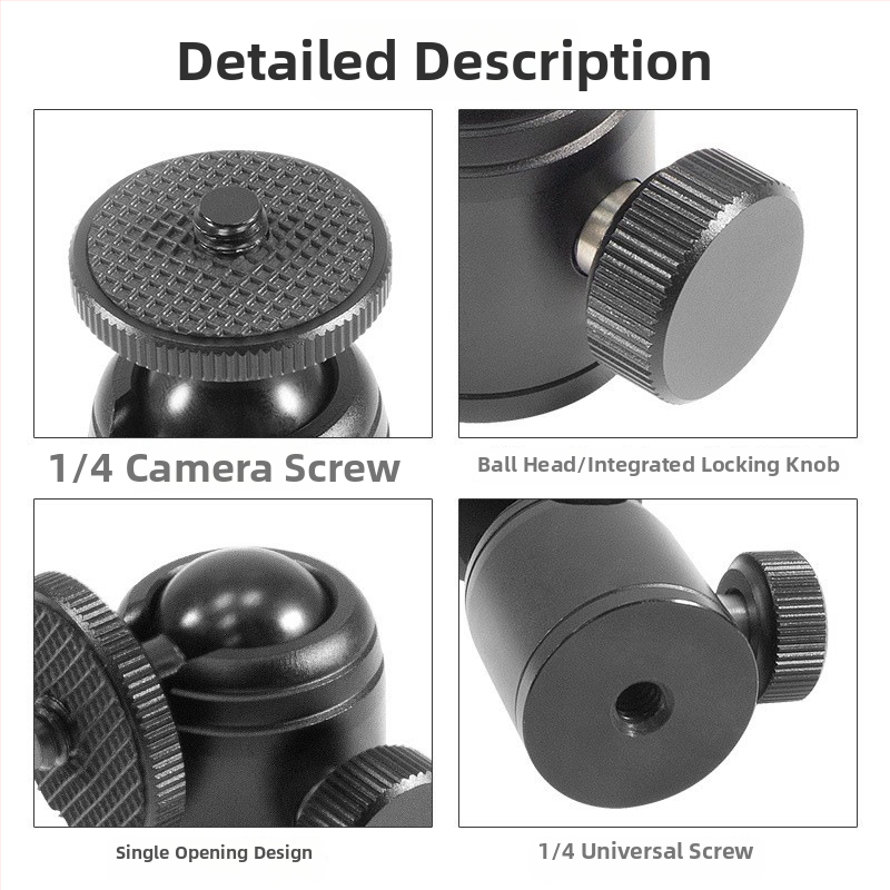 Kovový otáčavý univerzálny držiak na smartfón pre živé vysielanie – mini guľový gimbal pan/tilt (hliník, 360° pan/tilt, 56 g)