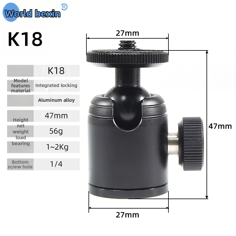 Kovový otáčavý univerzálny držiak na smartfón pre živé vysielanie – mini guľový gimbal pan/tilt (hliník, 360° pan/tilt, 56 g)