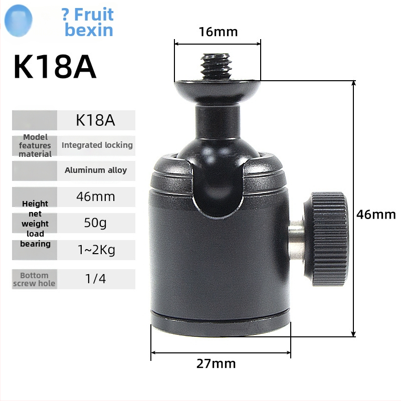 Kovový otáčavý univerzálny držiak na smartfón pre živé vysielanie – mini guľový gimbal pan/tilt (hliník, 360° pan/tilt, 56 g)