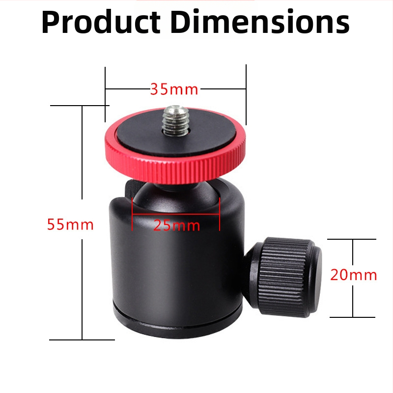 Hliníkový mini gimbal s 360° panoramatou a náklonom pre smartfóny a kamery, kompatibilný s 3/8 a 1/4 skrutkami, hmotnosť 104 g