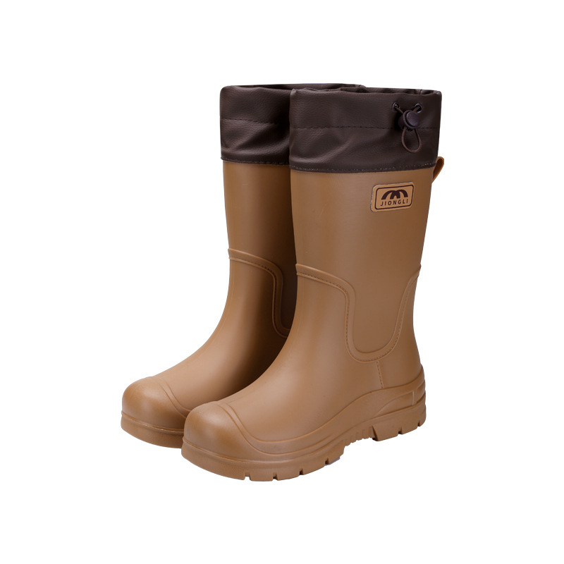 Γυναικείες μπότες βροχής μέχρι τη γάμπα, με ανθεκτικές στην τριβή σόλες, αντιολισθητικές, ελαφριές, επάνω μέρος από PVC με κορδόνι
