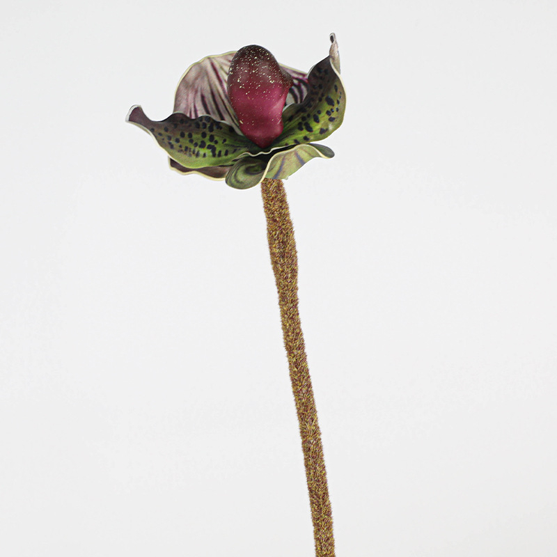 Umjetni cvijet Paphiopedilum slipper orchid — Holy Beauty, mekani PVC, stilizacija, varijanta 38662365760, za vjenčanje, na otvorenom, rekviziti za fotografiju, kućna dekoracija