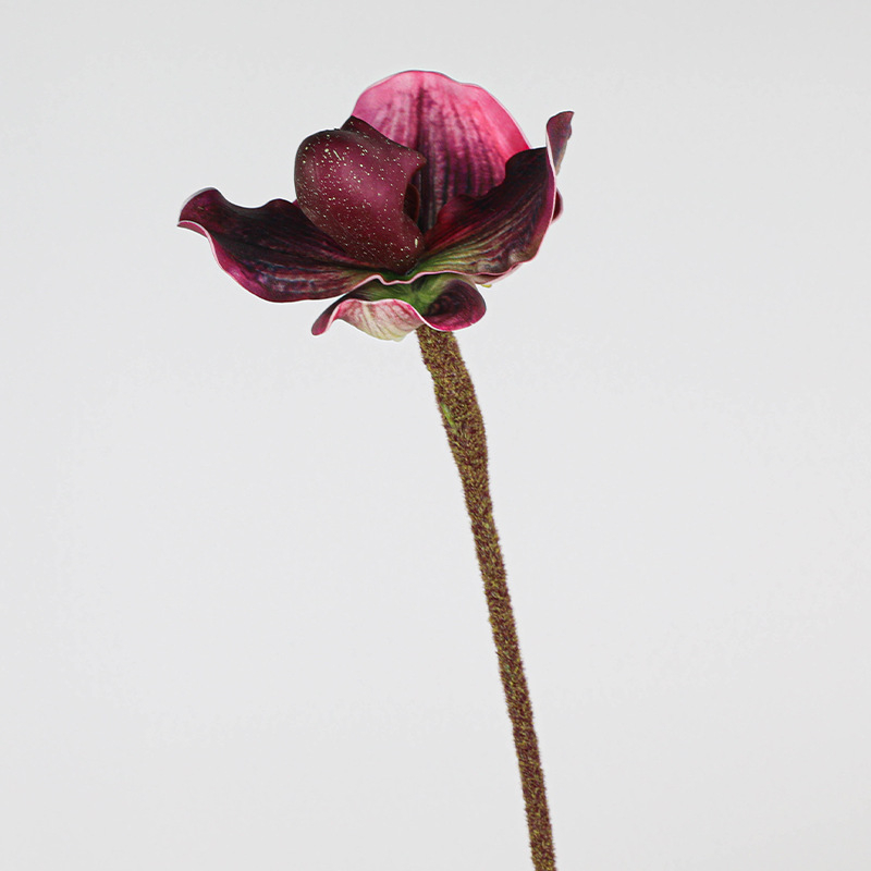 Floare artificială Paphiopedilum slipper orchid — Holy Beauty, PVC moale, stilizare, varietate 38662365760, pentru nuntă, exterior, recuzită de fotografie, decor acasă