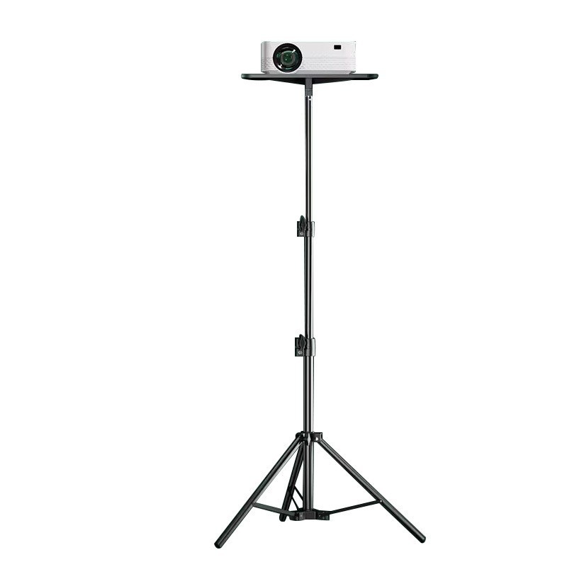 Tripod podea pentru proiector cu braț reglabil, fără găuri, universal pentru casă; 3 secțiuni; material: aliaj de aluminiu și oțel cu conținut de carbon; înălțime maximă 210 cm; diametrele țevi 1.6/1.9/2.2 cm
