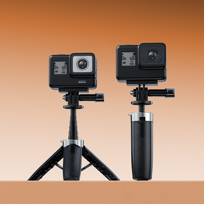 Tripod pentru DJI Pocket 3 și camere de acțiune — aliaj de aluminiu, design cu 5 secțiuni, încărcare 2–5 kg, greutate 350 g, dimensiuni 5×6×15 cm