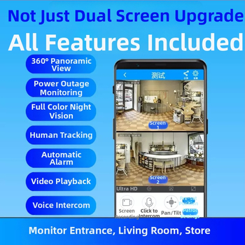 PTZ iekšējā kamera ar divām objektīvām un atskaņošanas funkciju, horizontāla griešanās 325°, vertikāla 90°, panorāmas ātrums 70°/s, slīpēšanas ātrums 50°/s, barošanas DC 5V