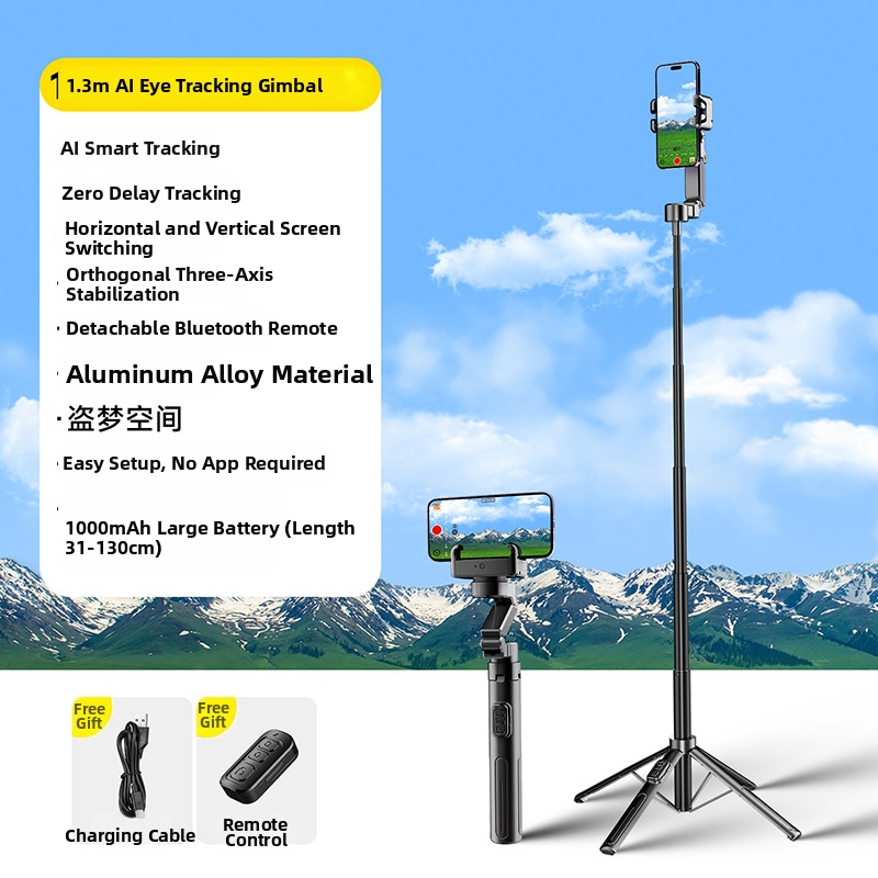 Prenosný gimbal stabilizátor s integrovaným svetlom pre mobilné telefóny – hliníkový zliatinový rám, univerzálna kompatibilita, panoramatické sledovanie
