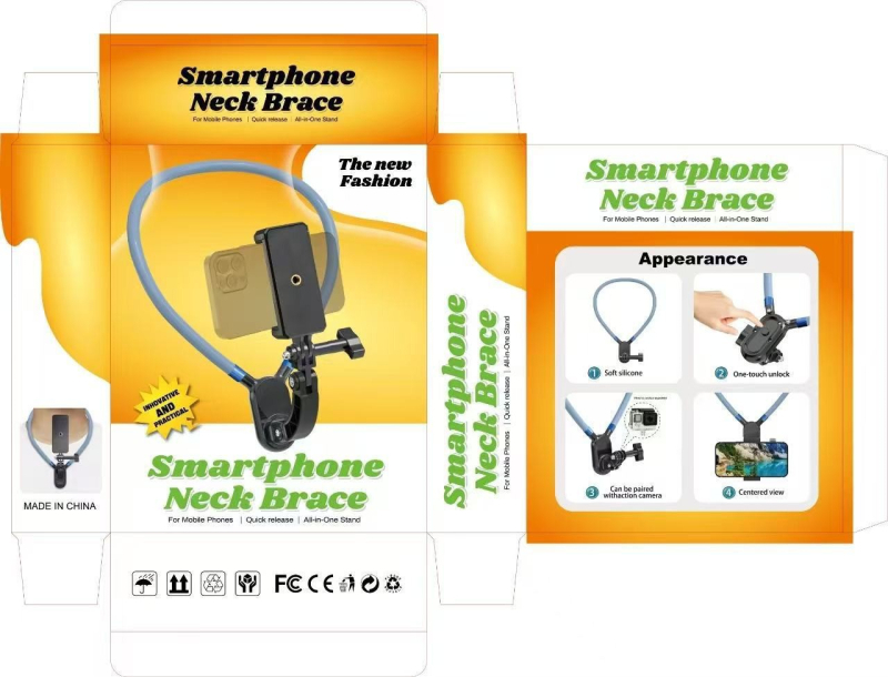 Suport de gât pentru telefon cu sistem magnetic pentru perspectivă la primul persoană, pentru streaming live, din plastic, potrivit pentru ciclism, pescuit și sporturi în aer liber