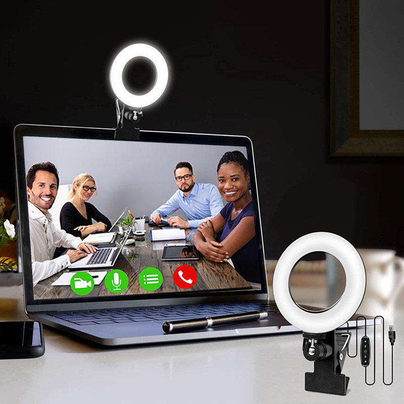 HYXG LED žiedinis šviesos šaltinis vaizdo konferencijoms su 5 spalvų temperatūromis, 5V, 3000–7000K, CE/ROHS/FCC