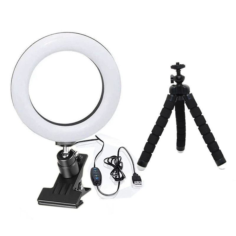 HYXG LED žiedinis šviesos šaltinis vaizdo konferencijoms su 5 spalvų temperatūromis, 5V, 3000–7000K, CE/ROHS/FCC