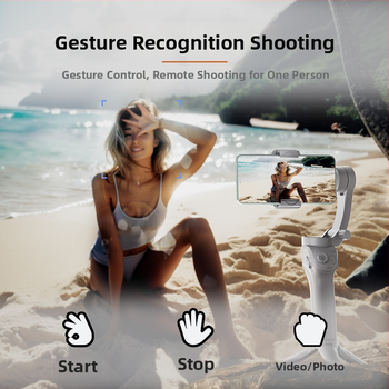 Pārvadājamais 3-asi gimbāla stabilizators telefonam ar sejas sekošanu, Bluetooth, ar tālvadības pulti iekļautu, Modelis M01